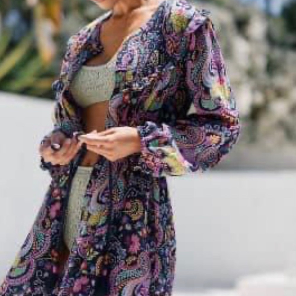 Anthropologie Printed Cover Up / Shirt Dress